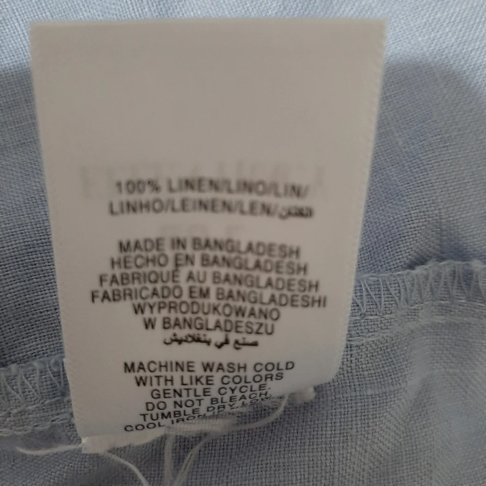 Ellen Tracy Lagenlook 100% Linen Blue Top Size Large